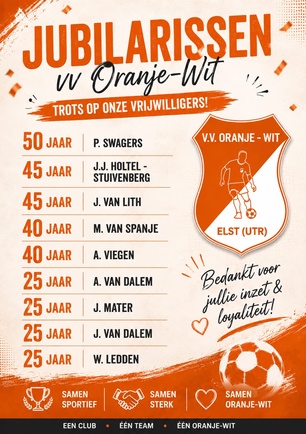 Jubilarissen Oranje Wit